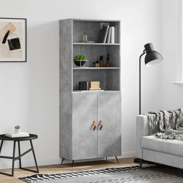 vidaXL Hoge kast 69,5x34x180 cm bewerkt hout betongrijs grijs