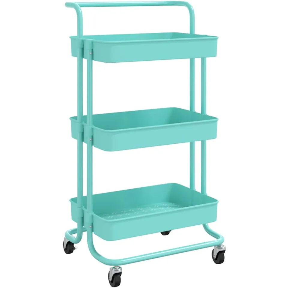 vidaXL Keukentrolley 3-laags 42x35x85 cm ijzer en ABS turquoise, foto 3