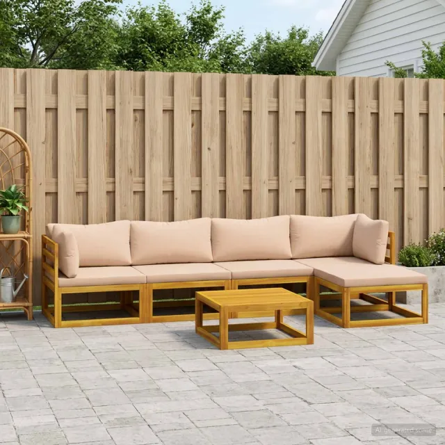 vidaXL Bankstel 6 st Naturel Massief Acaciahout Beige