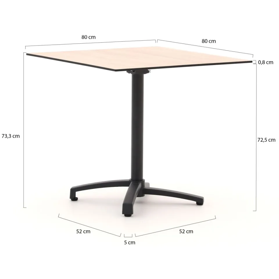 Manifesto Furniture Manifesto Belpasso/Canzo 80cm dining tuinset 5-delig stapelbaar inklapbaar grijs, foto 3