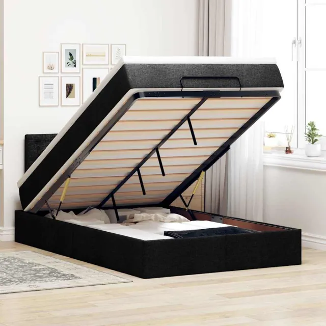 vidaXL Ottoman bed met matras en LED's 120x200 cm stof zwart