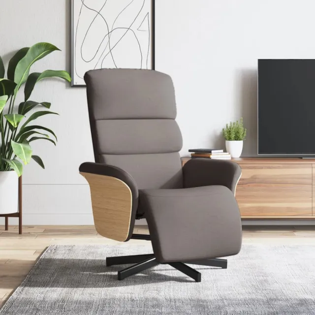 vidaXL Fauteuil verstelbaar met voetensteun stof taupe