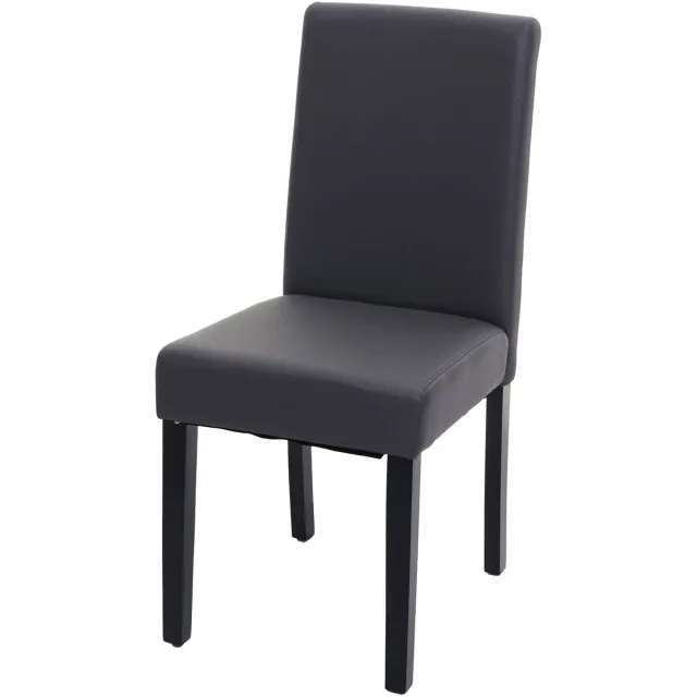 MCW Eetkamerstoel Littau, keukenstoel, kunstleer ~ grijs mat, donkere poten