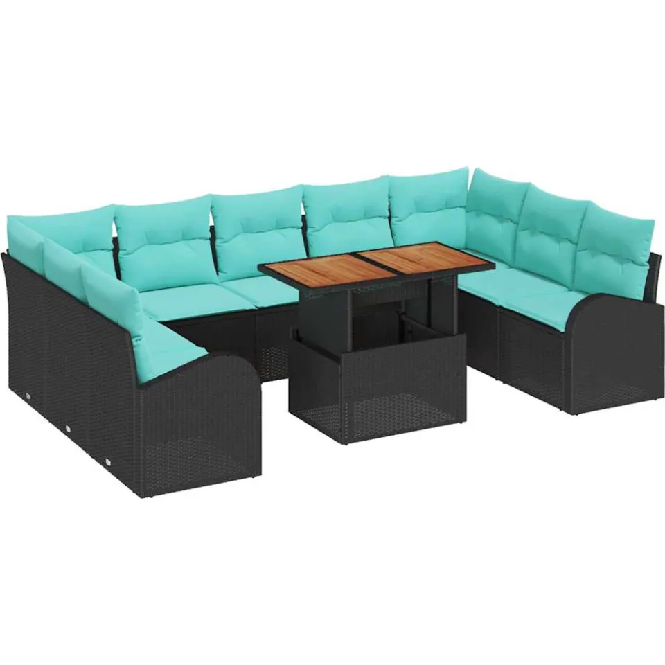 vidaXL Tuin Sofa Set 10 st Zwart Poly riet