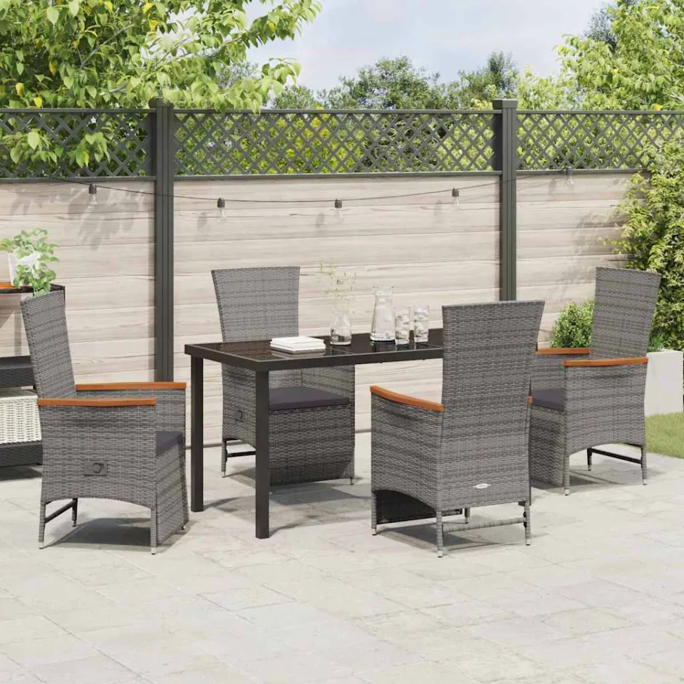 vidaXL Tuin eettafelset 5 st Grijs poly rattan, foto 3