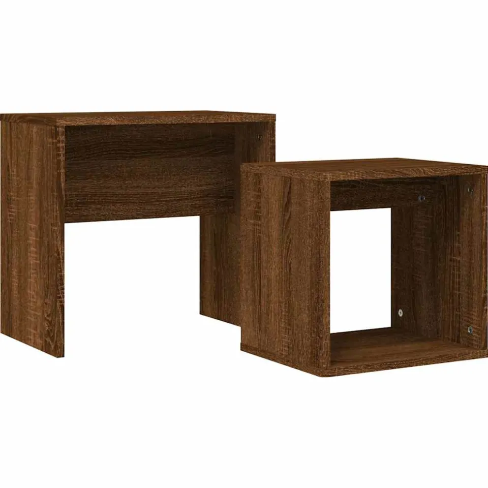 vidaXL 2-delige Tafeltjesset bewerkt hout bruin eikenkleur, foto 3