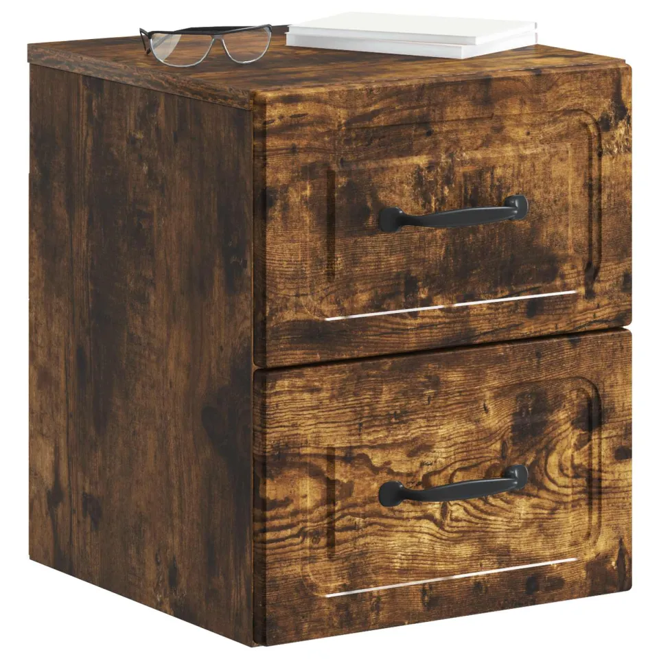 vidaXL Wandbeugel Bedkast 2 st Gerookt eiken 34,5 x 33 x 40 cm Bruin