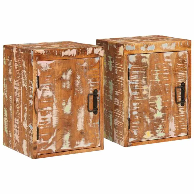 vidaXL Nachtkastje 2 st Bruin 35 x 33 x 48 cm Massief gerecycled hout