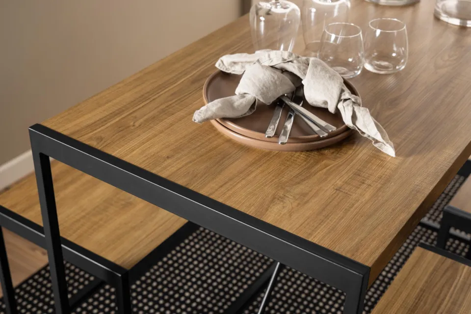 Bendt Bartafel set 'Deryk' Eikenlook, Met 2 barstoelen en bankje, foto 6