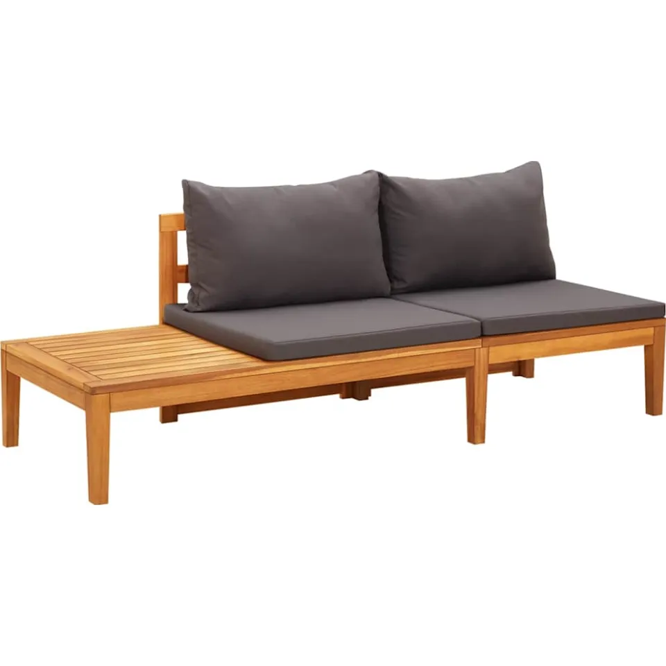vidaXL 4-delige Loungeset met donkergrijze kussens acaciahout Grijs