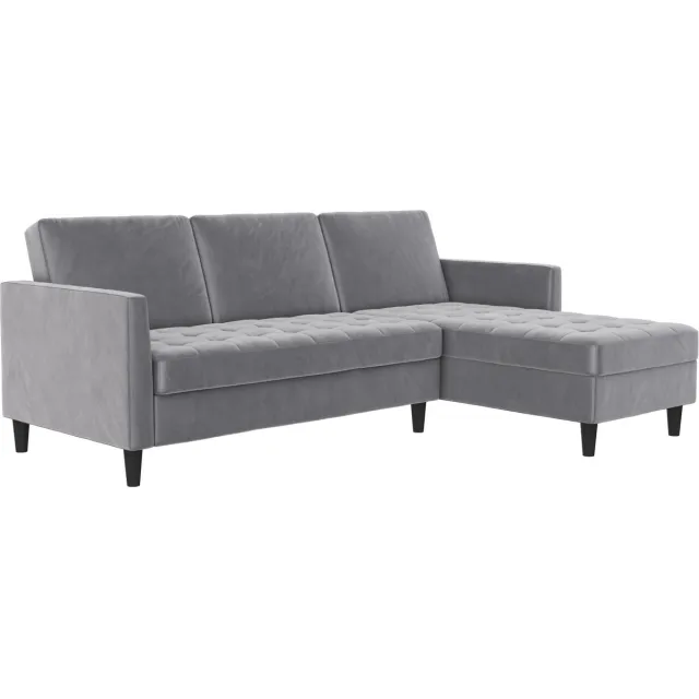 Notio Living Presley-Slaapbank - Opbergruimte - Grijs Fluweel