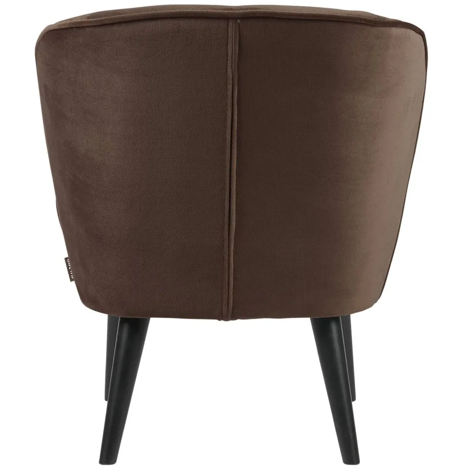 WOOOD Sara Fauteuil - Velvet - Donkerbruin - 71x59x70, foto 3