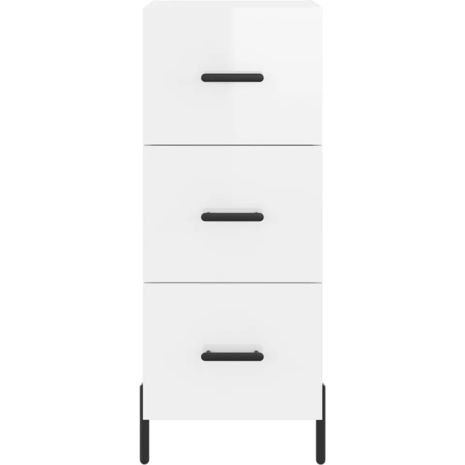vidaXL Dressoir 34,5x34x90 cm bewerkt hout hoogglans wit, foto 4