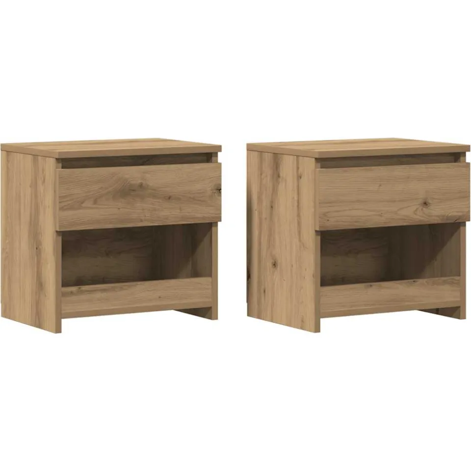 vidaXL Nachtkastjes 2 st 40x30x39 cm bewerkt hout artisanaal eiken Bruin