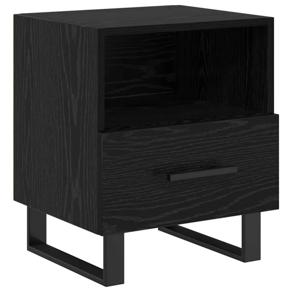 vidaXL Nachtkastje Zwart Eiken 40 x 35 x 47,5 cm Bewerkt hout, foto 3