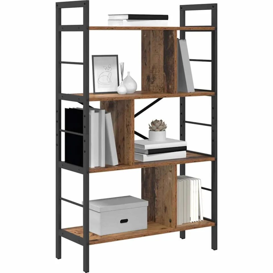 vidaXL Boekenkast 7-laags 75 x 30 x 123,5 cm Bewerkt hout Oud Hout Bruin