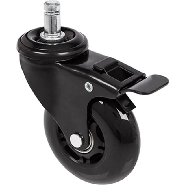 hjh office 5x Luxe zachte wielen ROLO SKATE 11mm / 75 mm incl rem zwart (5 Pack) hjh OFFICE