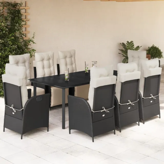 vidaXL 9-delige Tuinset poly rattan zwart, foto 2