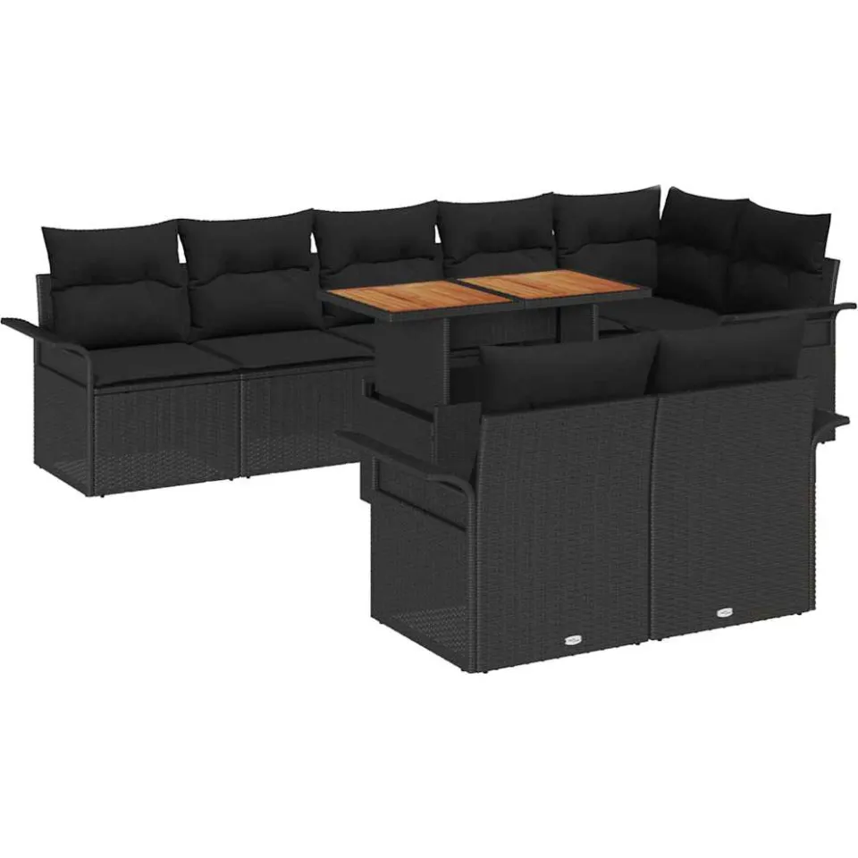 vidaXL Tuin Sofa Set 9 st Zwart Poly riet