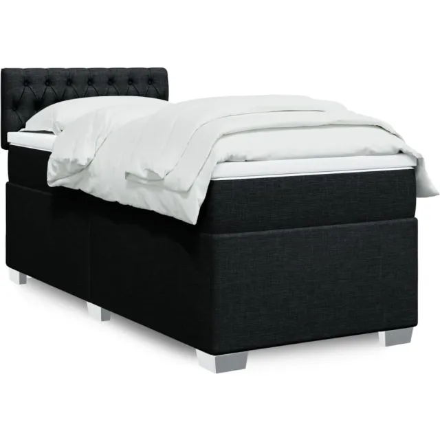 vidaXL Boxspring met matras stof zwart 90x190 cm