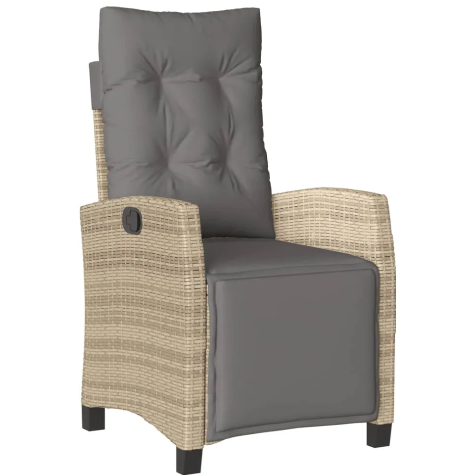 vidaXL 5-delige Tuinset met kussens poly rattan beige