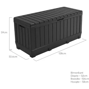 Keter Kentwood Opbergbox – Antraciet – 350l - 128x53,6x59cm, foto 2