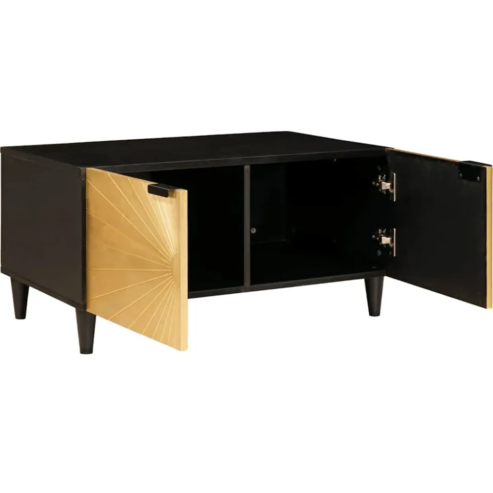 vidaXL Salontafel Zwart en Goud 80 x 50 x 40 cm Bewerkt hout, foto 2