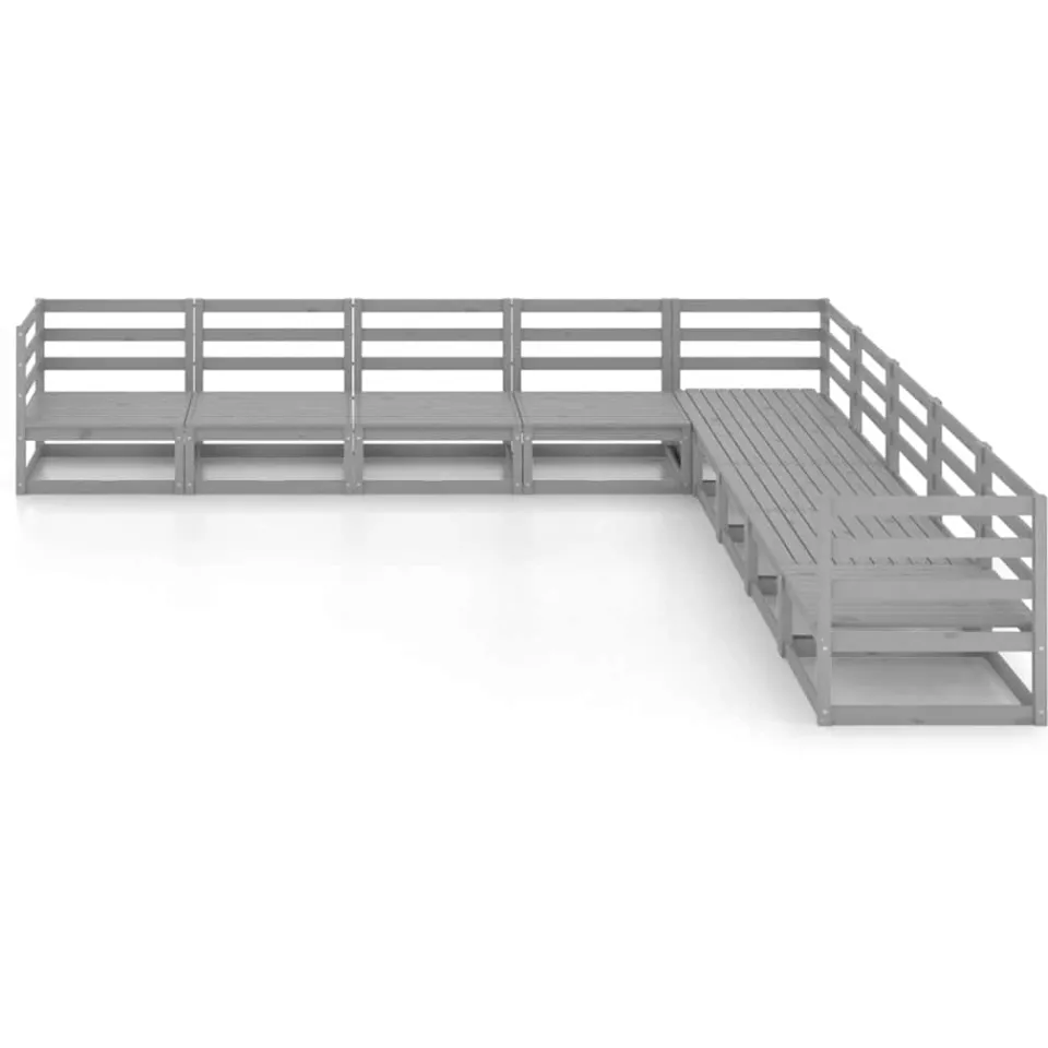 vidaXL 9-delige Loungeset massief grenenhout grijs, foto 3