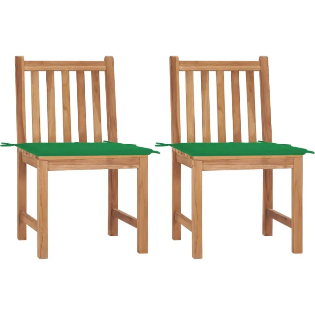 vidaXL Tuinstoelen 2 st met kussens massief teakhout Groen