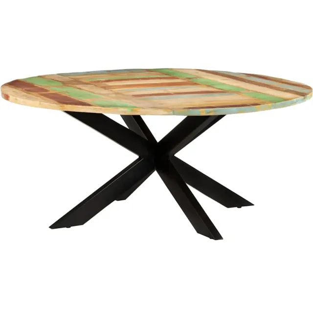vidaXL Eettafel rond 175x75 cm massief gerecycled hout Bruin