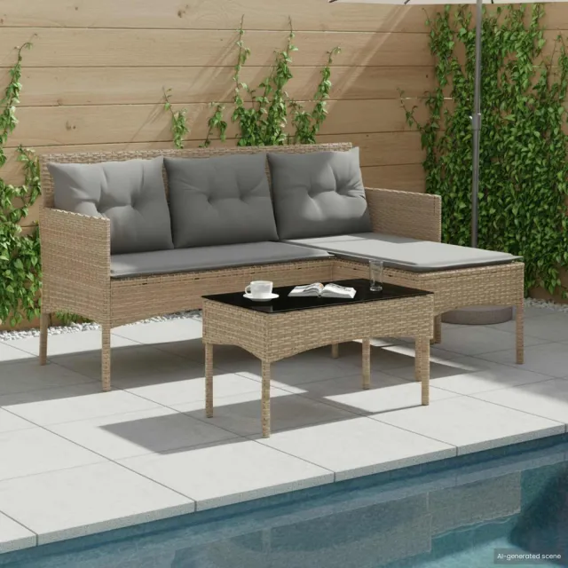 vidaXL Tuinbankenset 2 st poly rattan beige