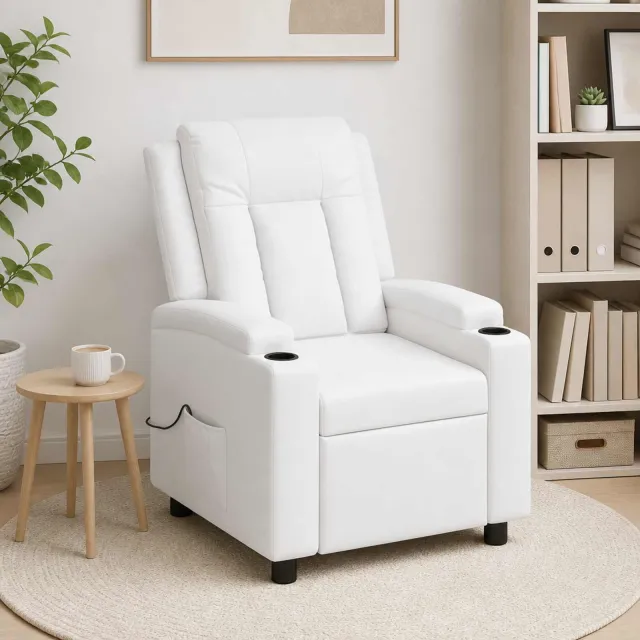 vidaXL Massage-relaxstoel Wit 75 x 95 x 100 cm Stof, foto 2