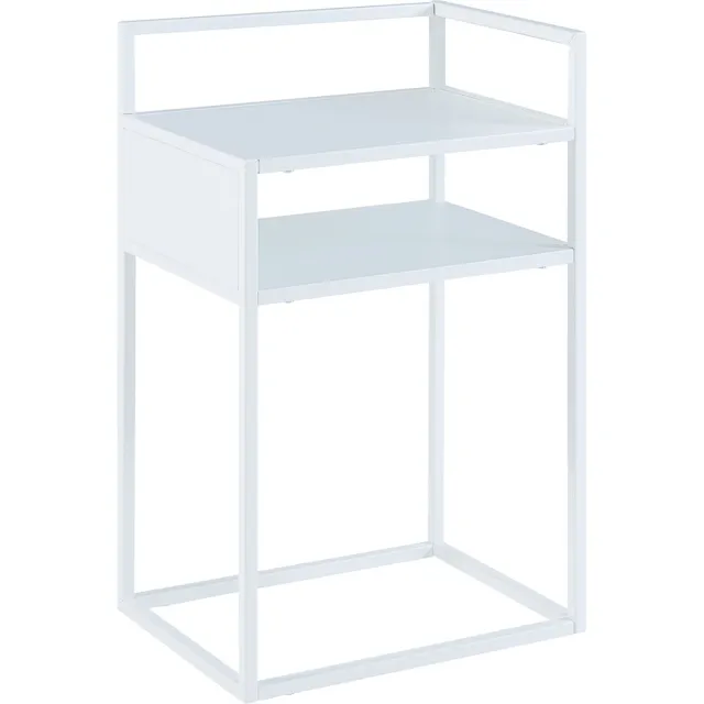 en.casa Bijzettafel Riihimäki met plank 65x40x30 cm wit mat wit, mat