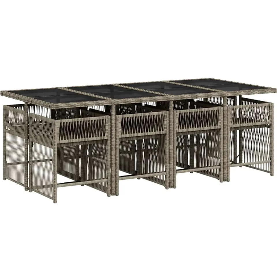 vidaXL 9-delige Tuinset met kussens poly rattan grijs, foto 4