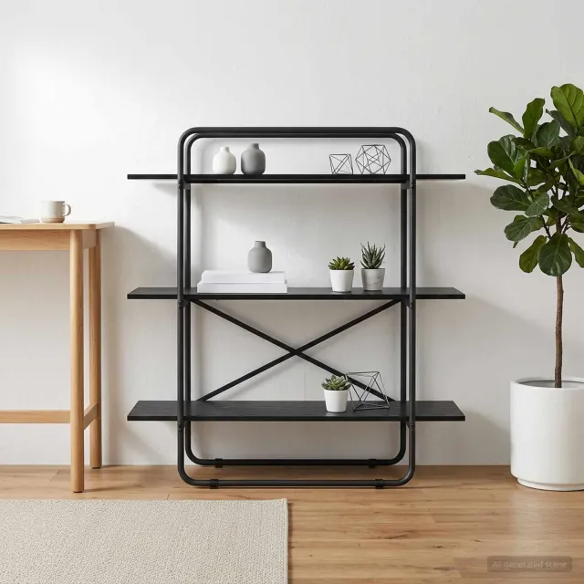 vidaXL Boekenrek 3-laags 100 x 35 x 105 cm PB Zwart eiken, foto 2
