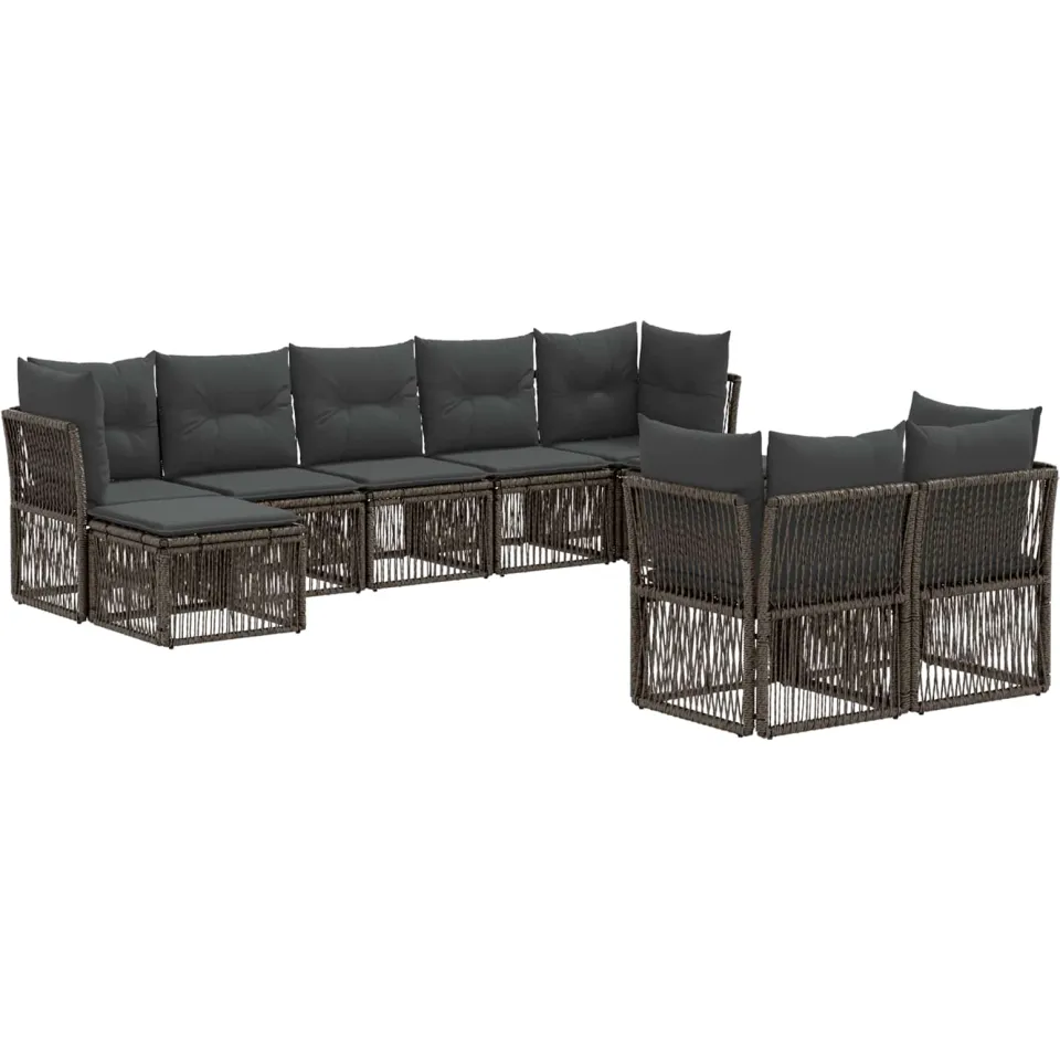 vidaXL Tuinbankenset 9 st Grijs poly rattan, foto 3