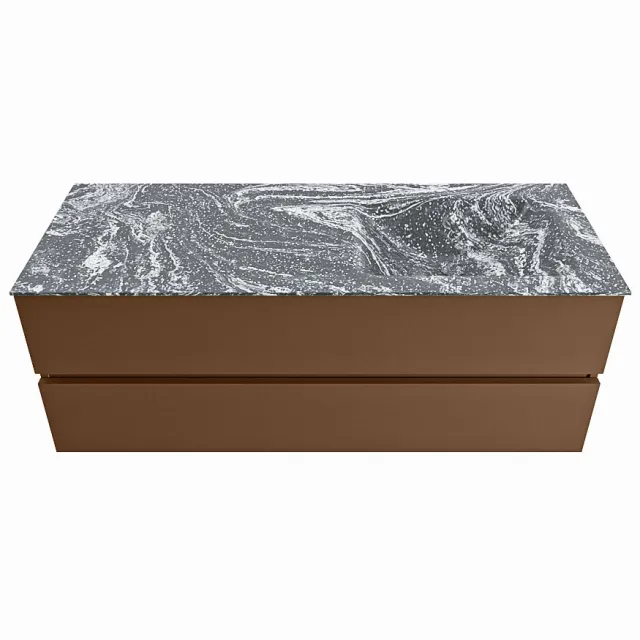 Mondiaz VICA-DLUX 130cm badmeubel onderkast Rust 2 lades. Inbouw wastafel CLOUD rechts 1 kraangat, kleur Lava.