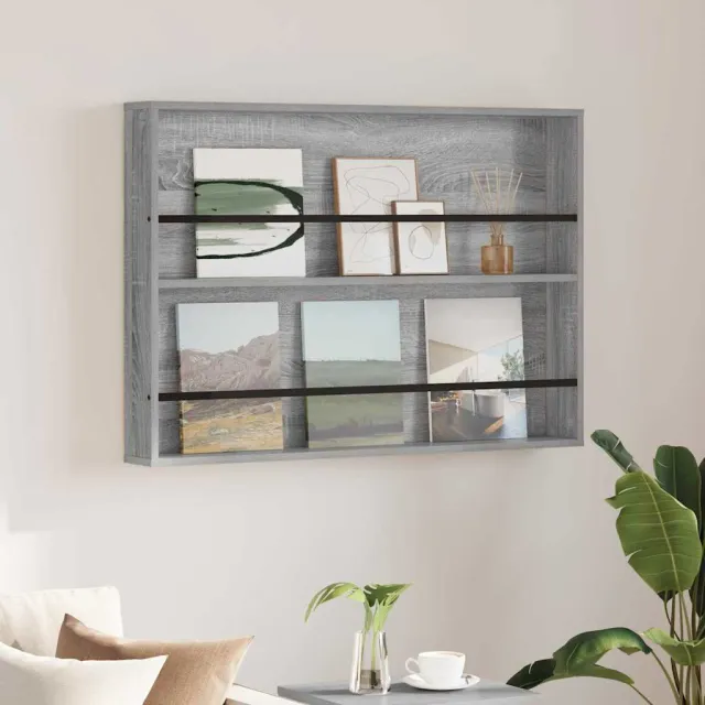 vidaXL Tijdschrift Rek Grijs Sonoma 100 x 12 x 70 cm Bewerkt hout, foto 2