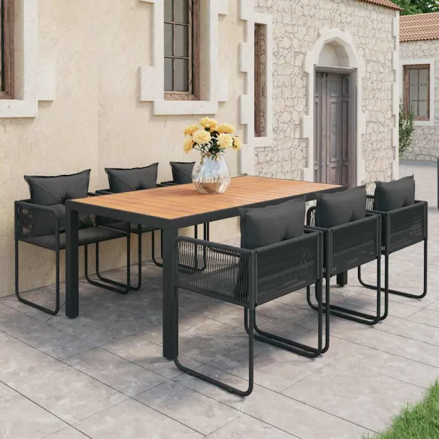 vidaXL 7-delige Tuinset PVC-rattan zwart en bruin, foto 2