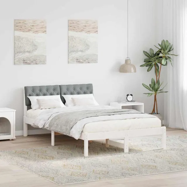 vidaXL Bedframe Wit en lichtgrijs 120 x 200 cm Massief grenenhout