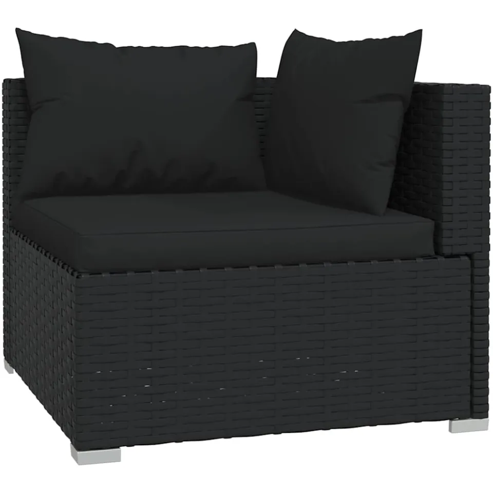 vidaXL 6-delige Loungeset met kussens poly rattan zwart