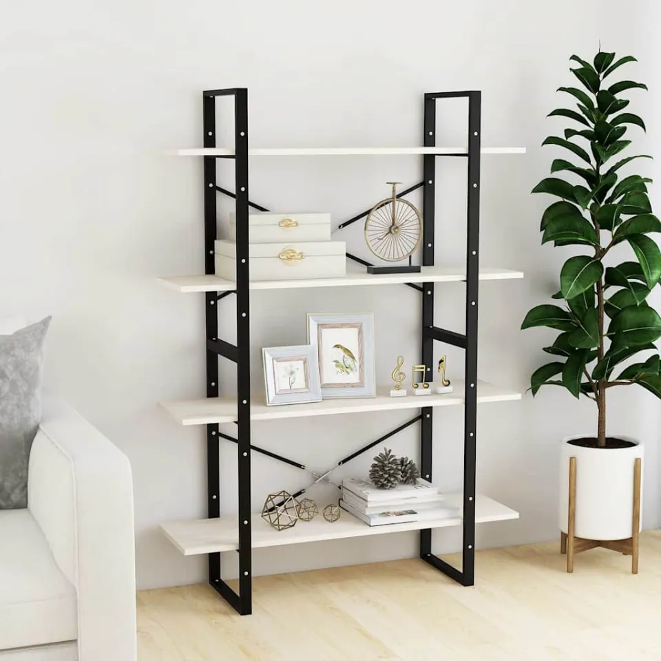 vidaXL Boekenkast met 4 schappen 100x30x140 cm massief grenenhout wit, foto 3