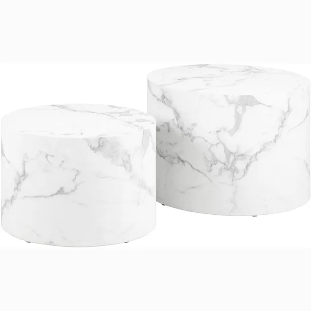 Giga Living Salontafel Lima - Rond 58x58x40cm - Wit Marmerlook