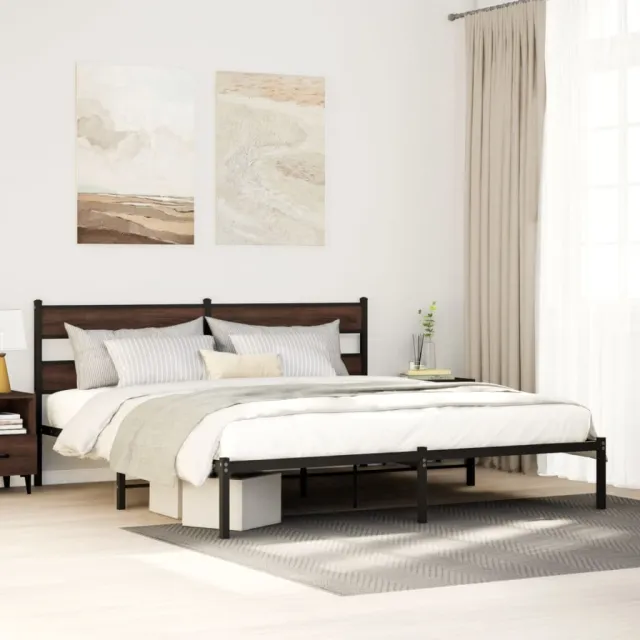 vidaXL Bedframe met hoofdbord zonder matras bruin eiken 183x213 cm