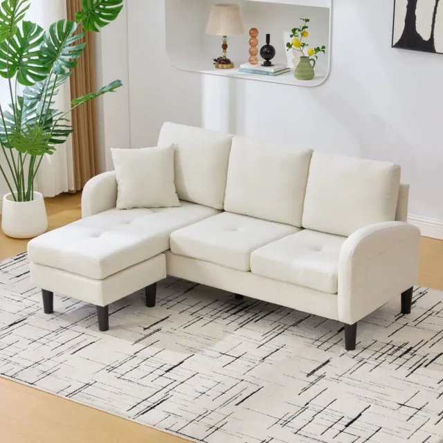 OKWISH Hoekbank 166 X 118 X 77 Cm - Modulaire Bank Met Chaise Longue Links Of Rechts - Voor Woonkamer Kantoor - Stof - Licht Beige Lichtbeige