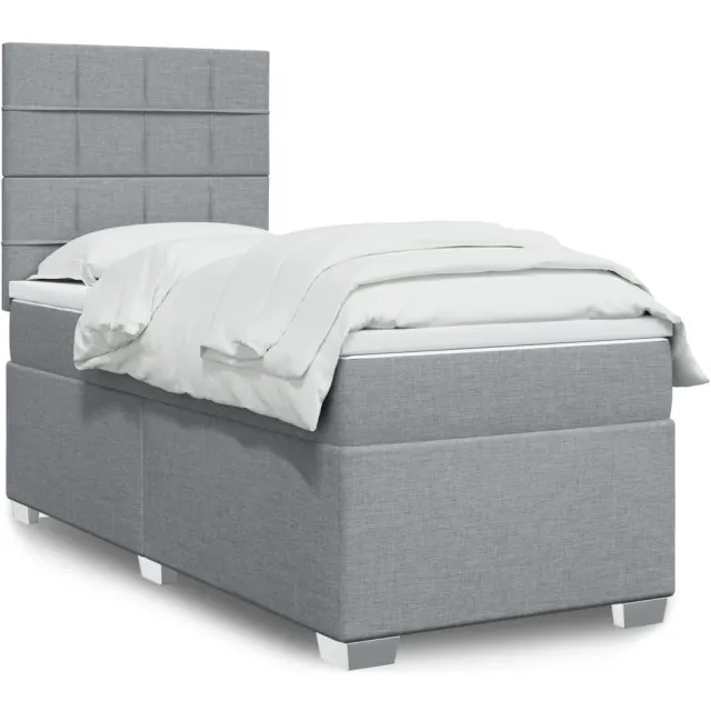 vidaXL Boxspring met matras stof lichtgrijs 100x200 cm grijs