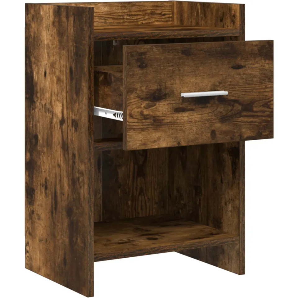 vidaXL Nachtkastjes Gerookt eiken 40 x 30 x 60 cm Bewerkt hout, foto 4