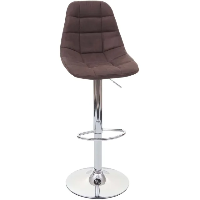 MCW Barkruk MCW-A67, barkruk counter stool ~ vintage donkerbruine stof/textiel, chromen onderstel