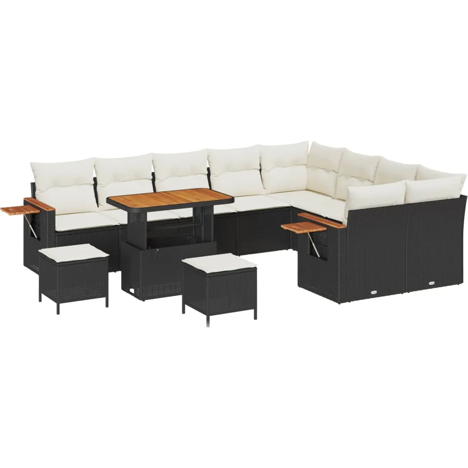 vidaXL Tuinbankenset 12 st Zwart poly rattan