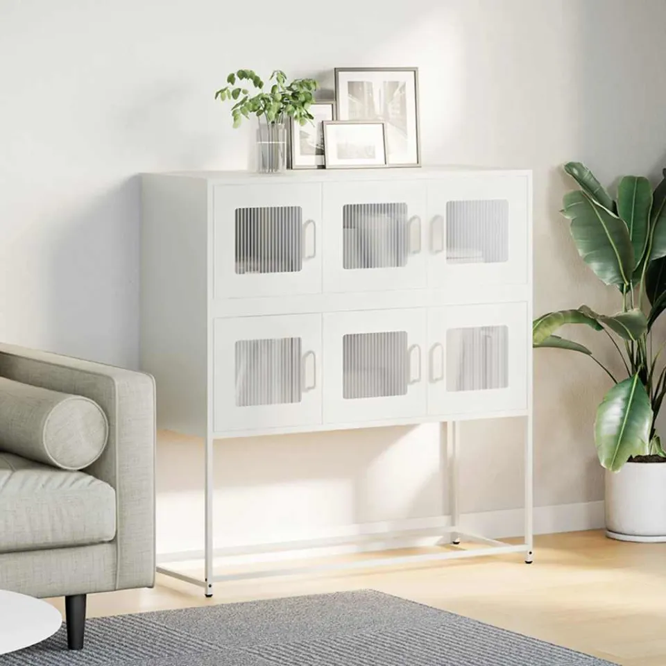 vidaXL Dressoir 100,5x39x107 cm koudgewalst staal wit, foto 2